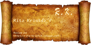 Ritz Kristóf névjegykártya