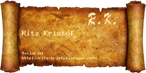 Ritz Kristóf névjegykártya